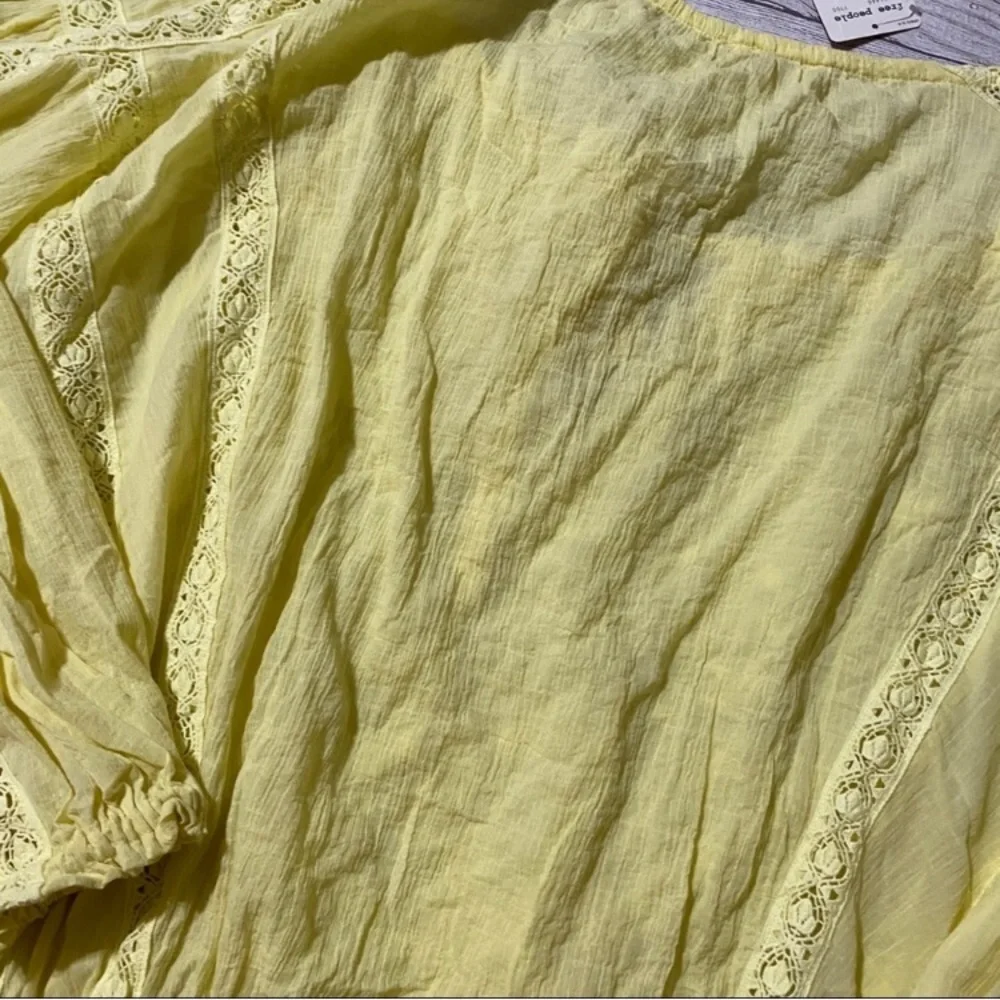 Free People yellow Maria Maria Peasant Blouse size large - Picture 11 of 12